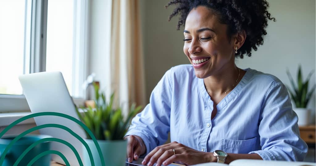 A young adult reviewing expenses at a kitchen table with a phone and notebook, symbolizing awareness of everyday spending habits.