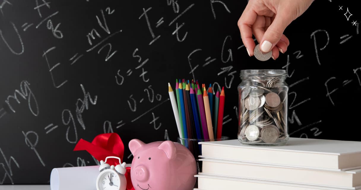 Teacher saving coins in a jar for financial security, representing the importance of building emergency funds for teachers
